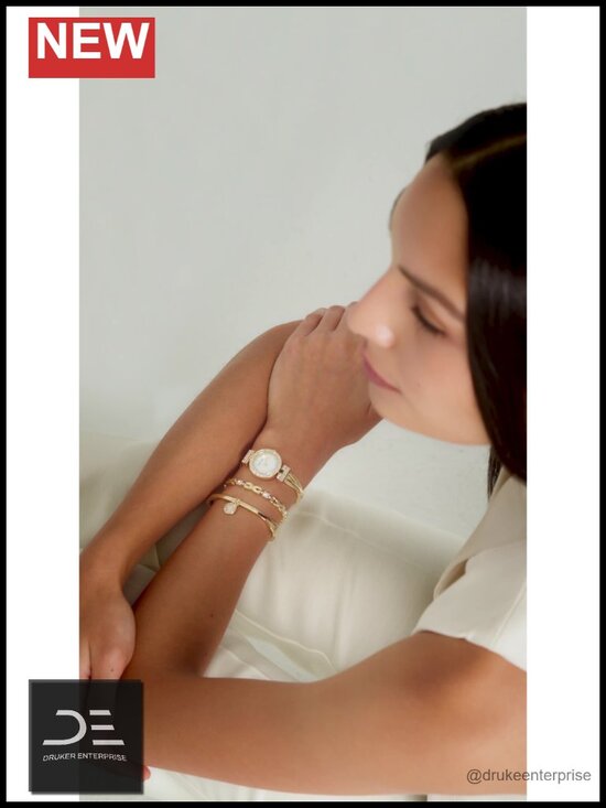 Premium Crystal Accented Bangle Watch and Bracelet Set
